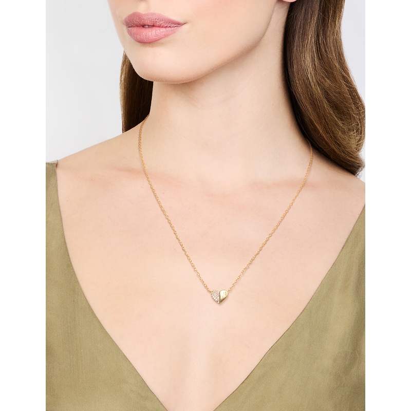 Gold Plated Sterling Silver Cubic Zirconia Mini Heart Necklace