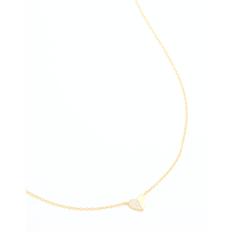 Gold Plated Sterling Silver Cubic Zirconia Mini Heart Necklace
