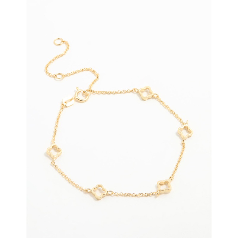 Gold Plated Sterling Silver Flower Statement Bracelet
