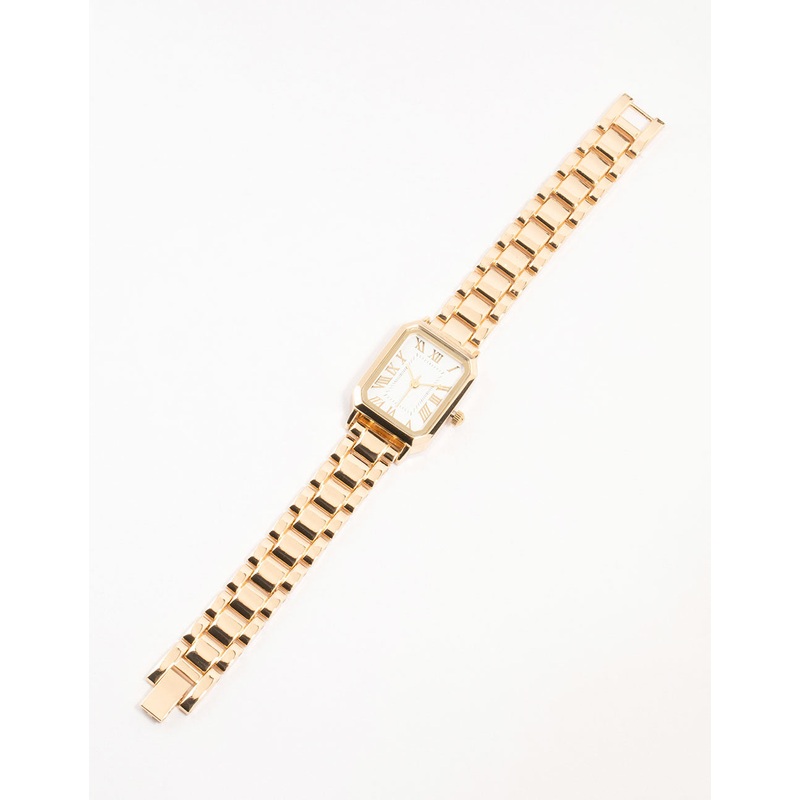 Gold Roman Numerals Rectangle Watch