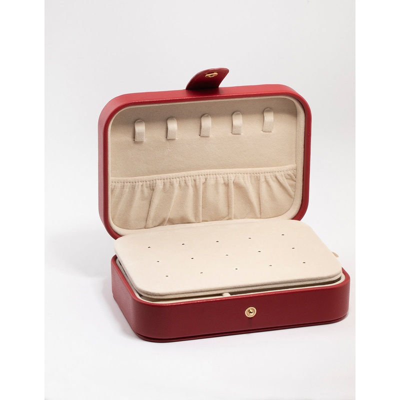 Red Faux Leather Rectangular Jewellery Case