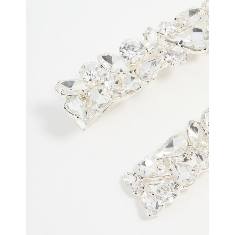 Silver Diamante Mixed Cut Hair Clips 2-Pack