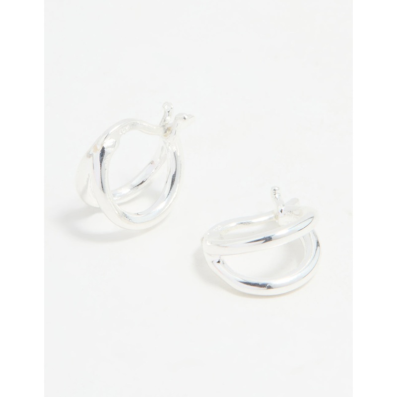 Sterling Silver Chubby Double Hoop Earrings