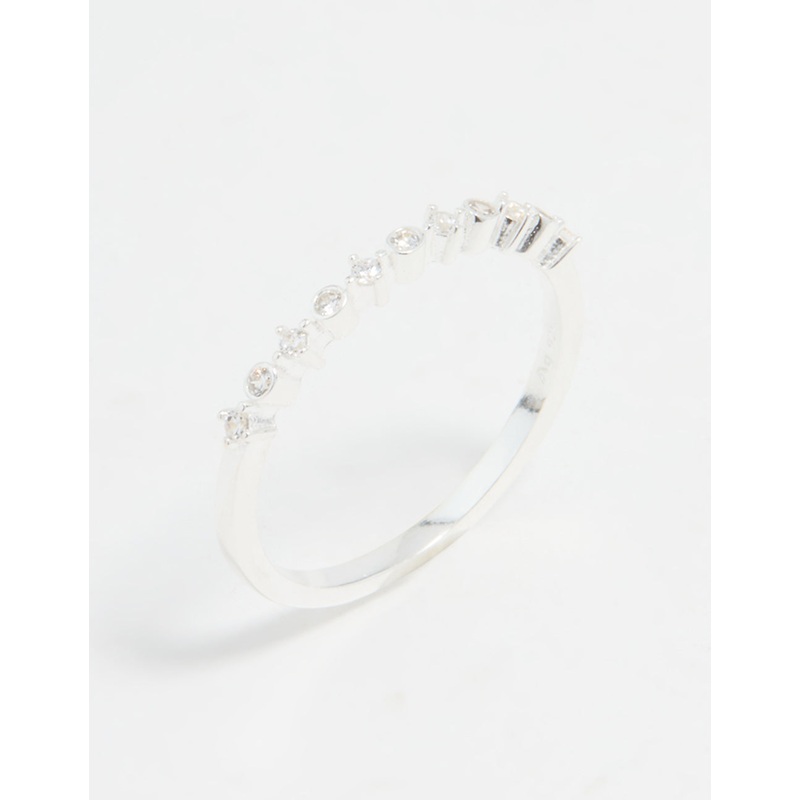 Sterling Silver Cubic Zirconia Circle Pave Ring