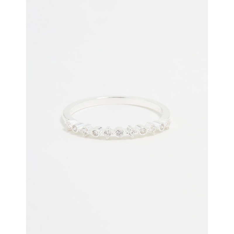 Sterling Silver Cubic Zirconia Circle Pave Ring