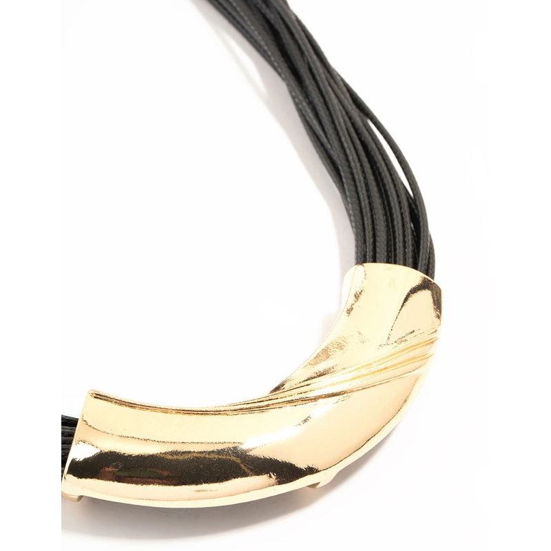 Black & Gold Textured Statement Necklace