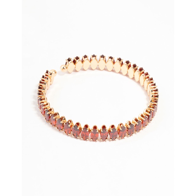 Classic Pink Princess Cubic Zirconia Gold Wrist Cuff