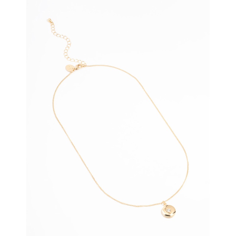 Gold Circle Locket Necklace