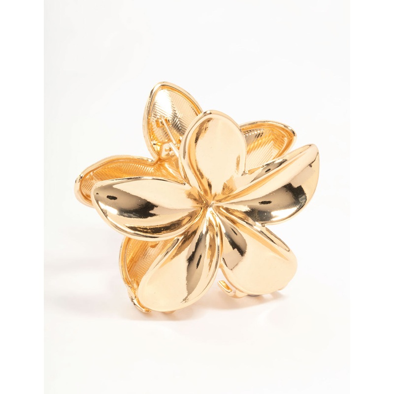 Gold Frangipani Hair Claw Clip