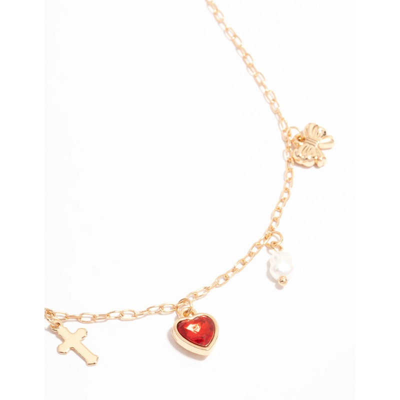 Gold Multi Layer Pendant 9-Row Necklace