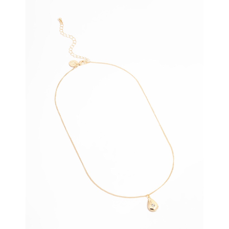 Gold Pear Shaped Locket Necklace