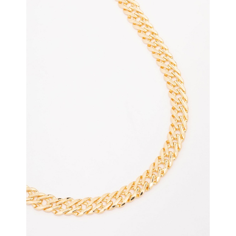 Gold Plated Flat Double Link Necklace