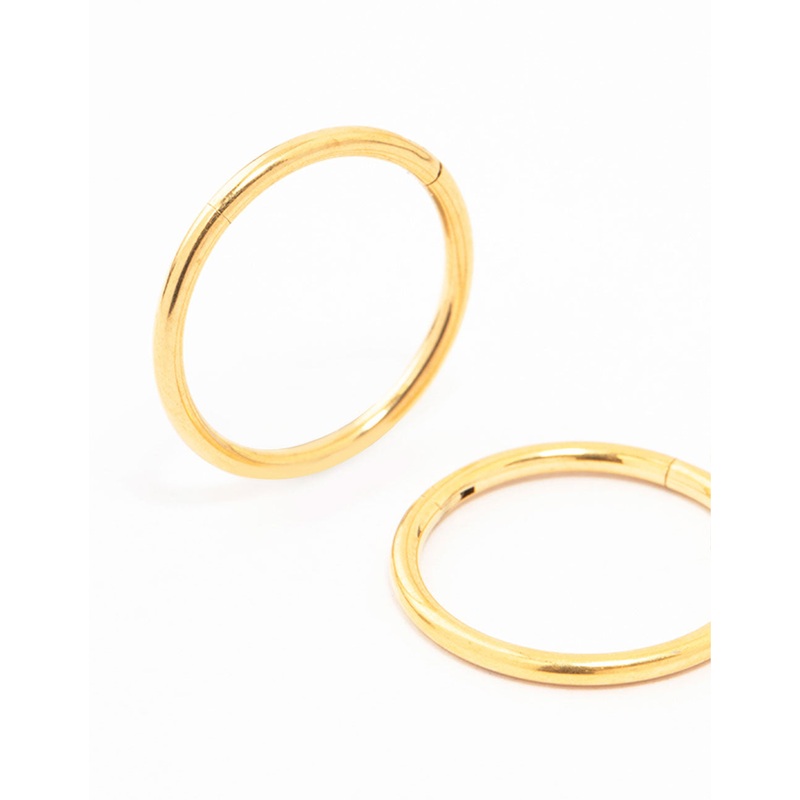 Gold Plated Titanium Sleeper Earrings 12 MM