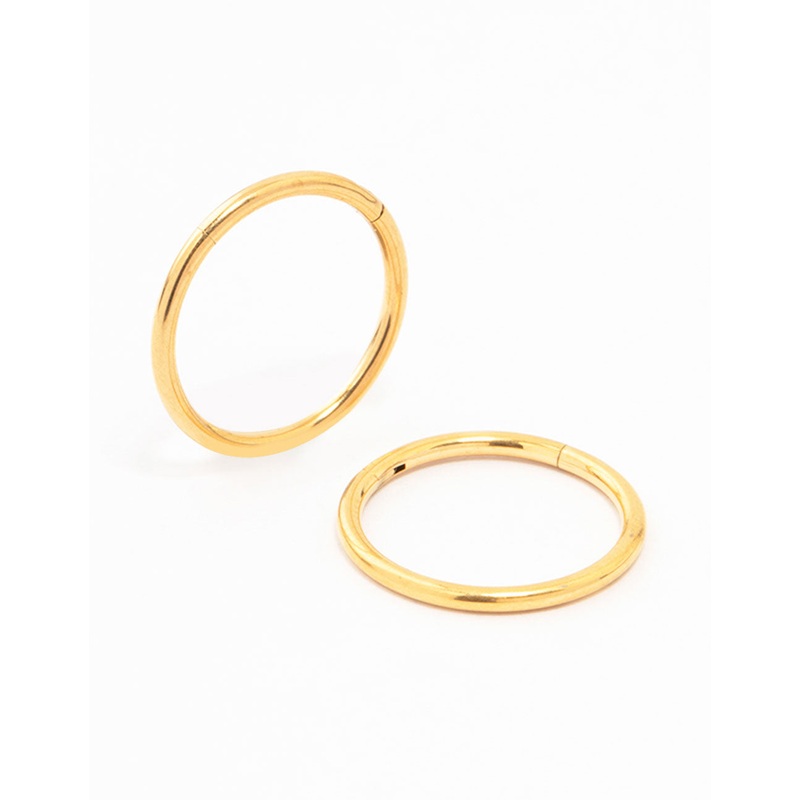 Gold Plated Titanium Sleeper Earrings 12 MM