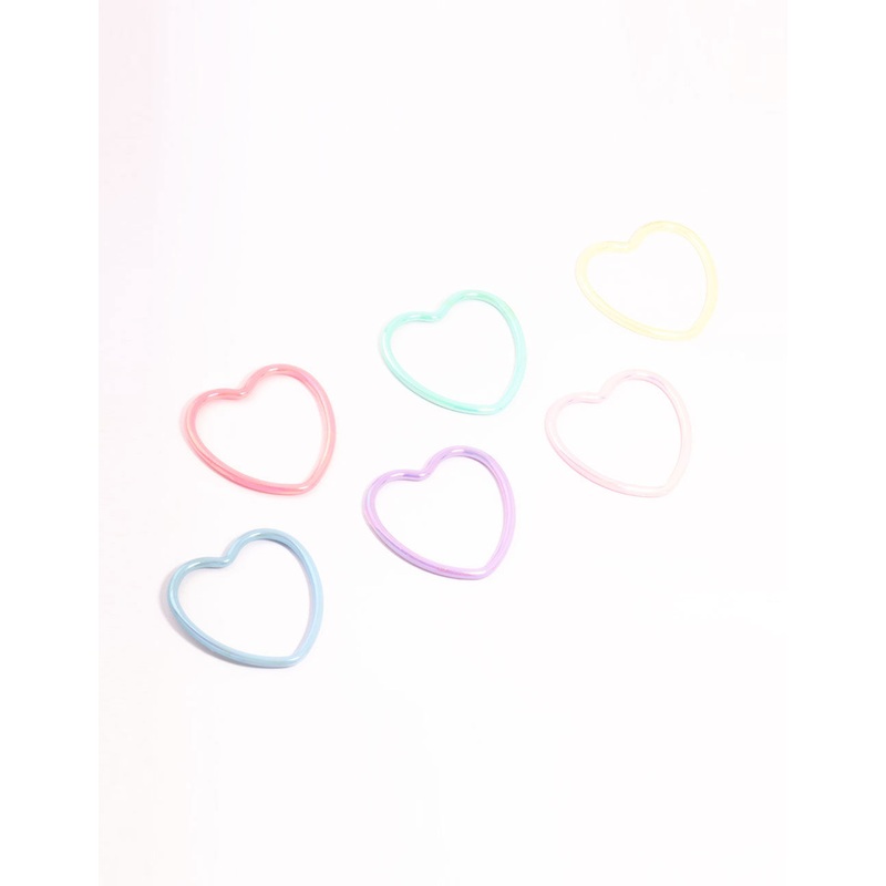 Kids Pastel Heart Bangles 6-Pack