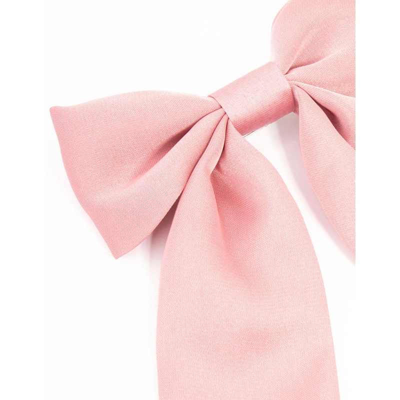 Medium Pink Satin Bow Clips 2-Pack