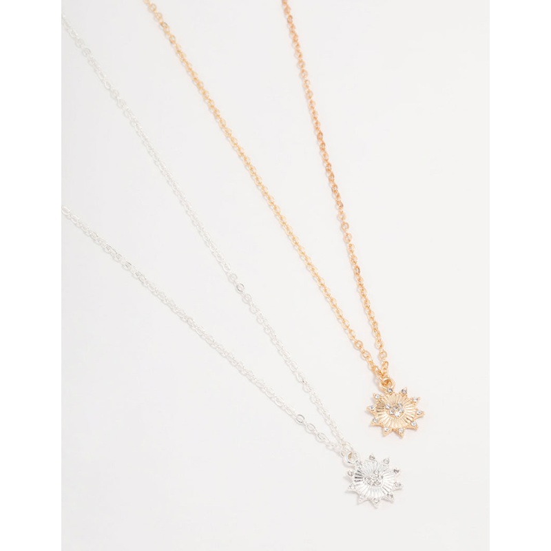 Mixed Metals Celestial Heart Necklaces 2-Pack