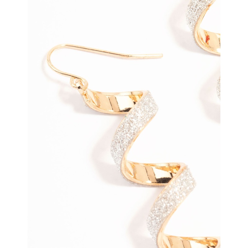 Multicoloured Glitter Spiral Drop Earrings 3-Pack