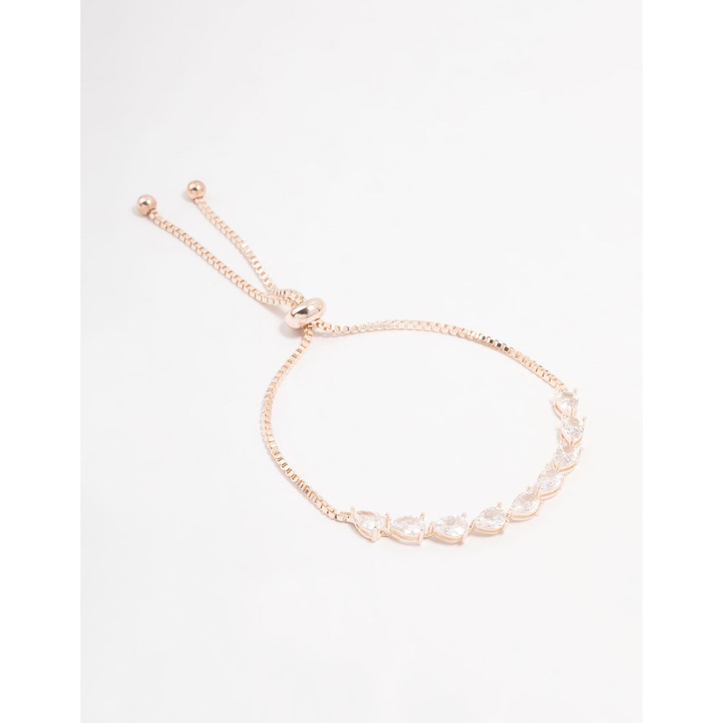 Rose Gold Pear Cubic Zirconia Toggle Bracelet