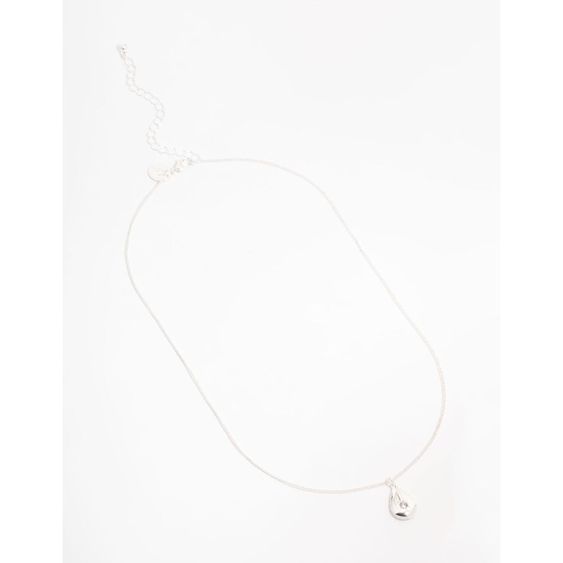 Silver Pear Shaped Locket Necklace