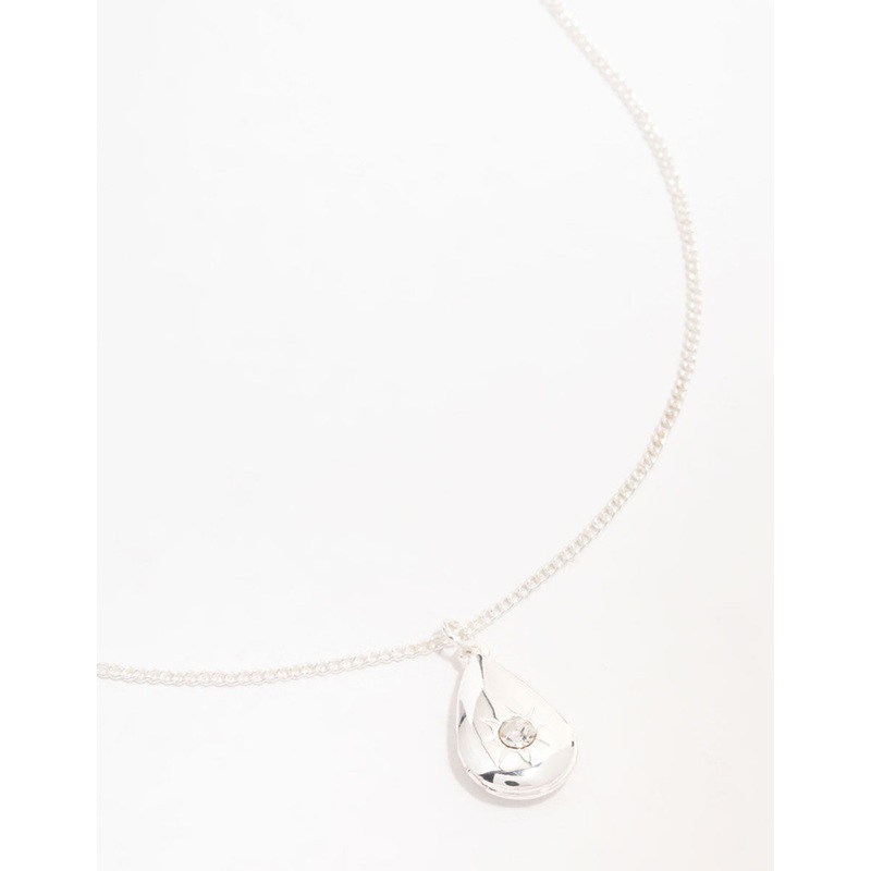 Silver Pear Shaped Locket Necklace
