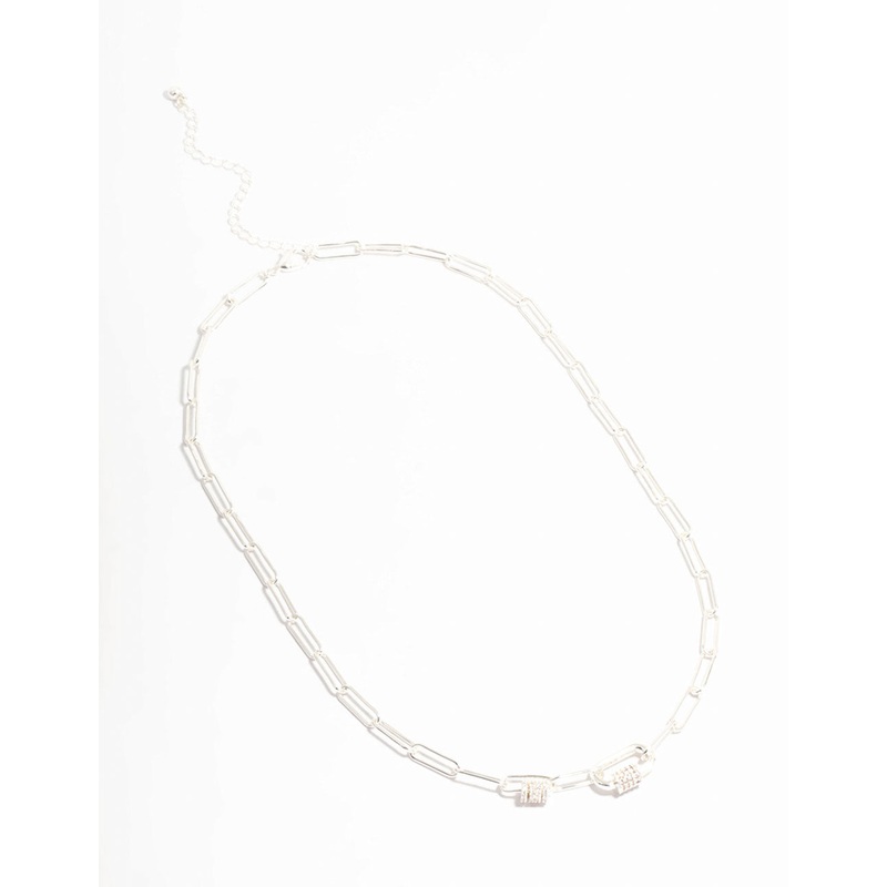 Silver Plated Oval Linked Necklace