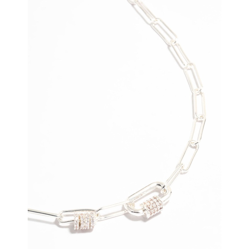 Silver Plated Oval Linked Necklace