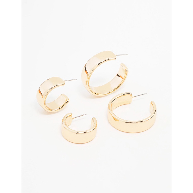 Gold Chubby Hoop Earrings 2-Pack