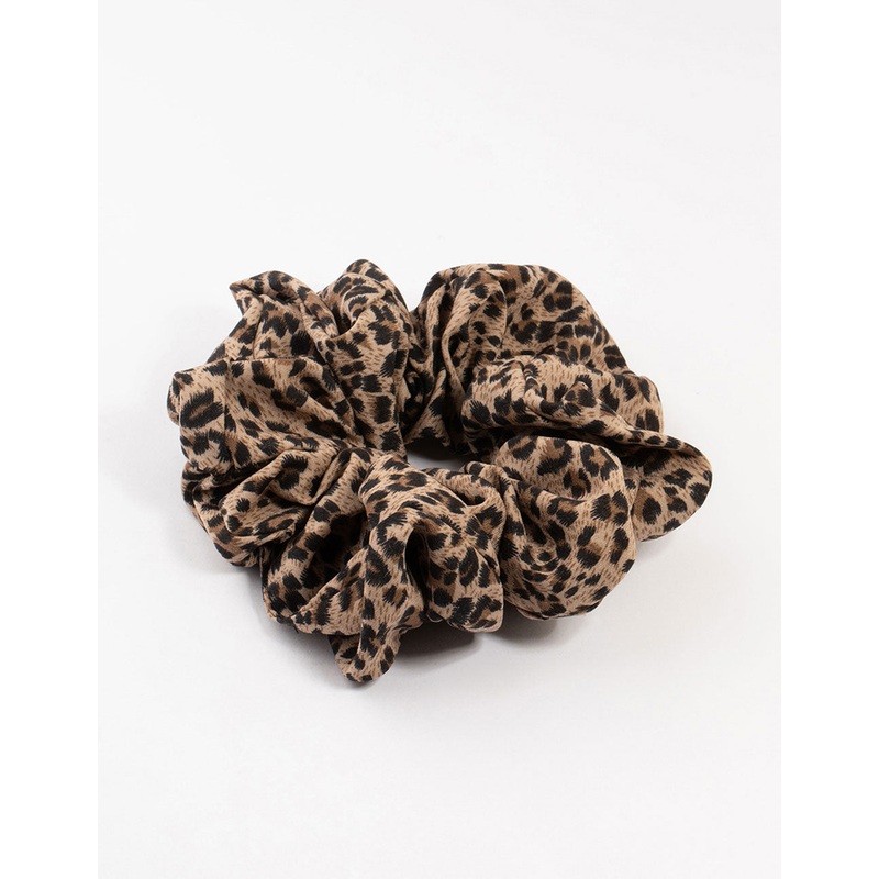 Large Fabric Leopard Print Scrunchie