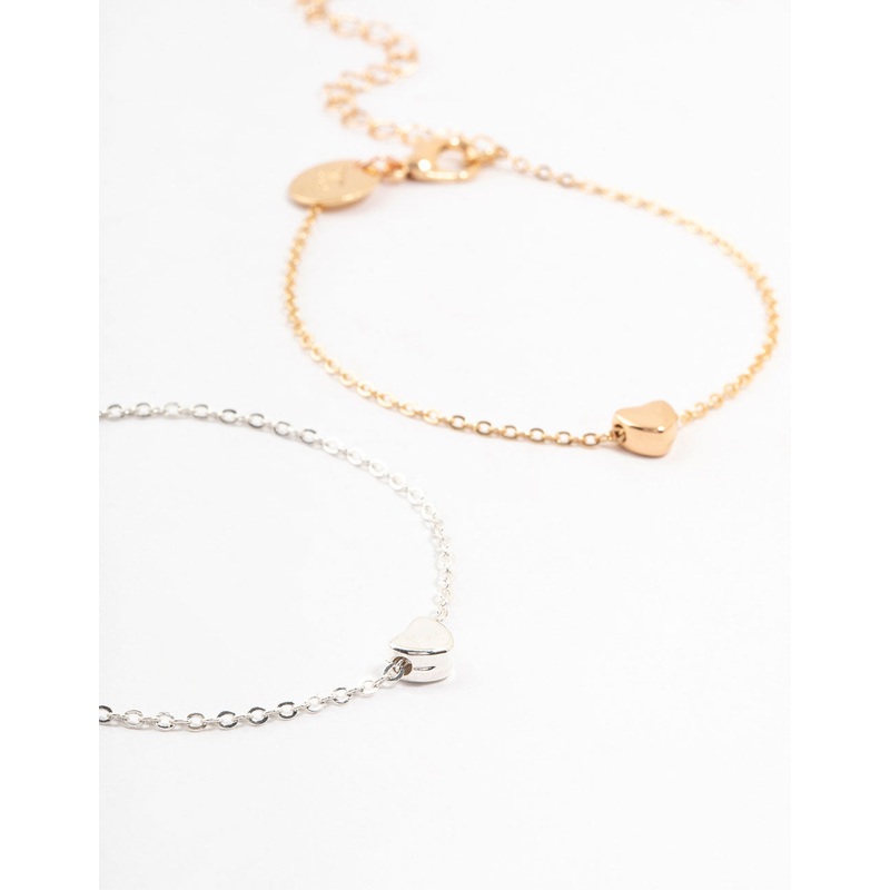 Mixed Metals Solid Heart Bracelets 3-Pack