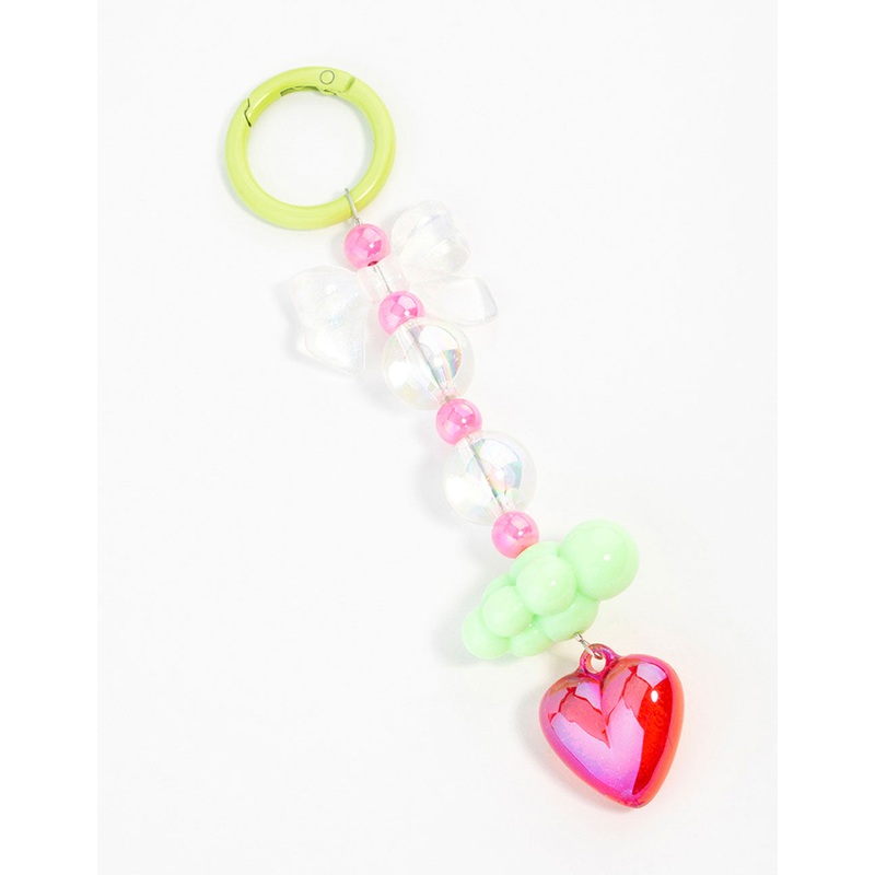 Pink & Green Cloud Bow Keychain