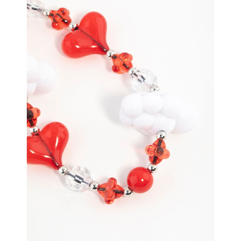 Red & White Cloud Heart Keychain
