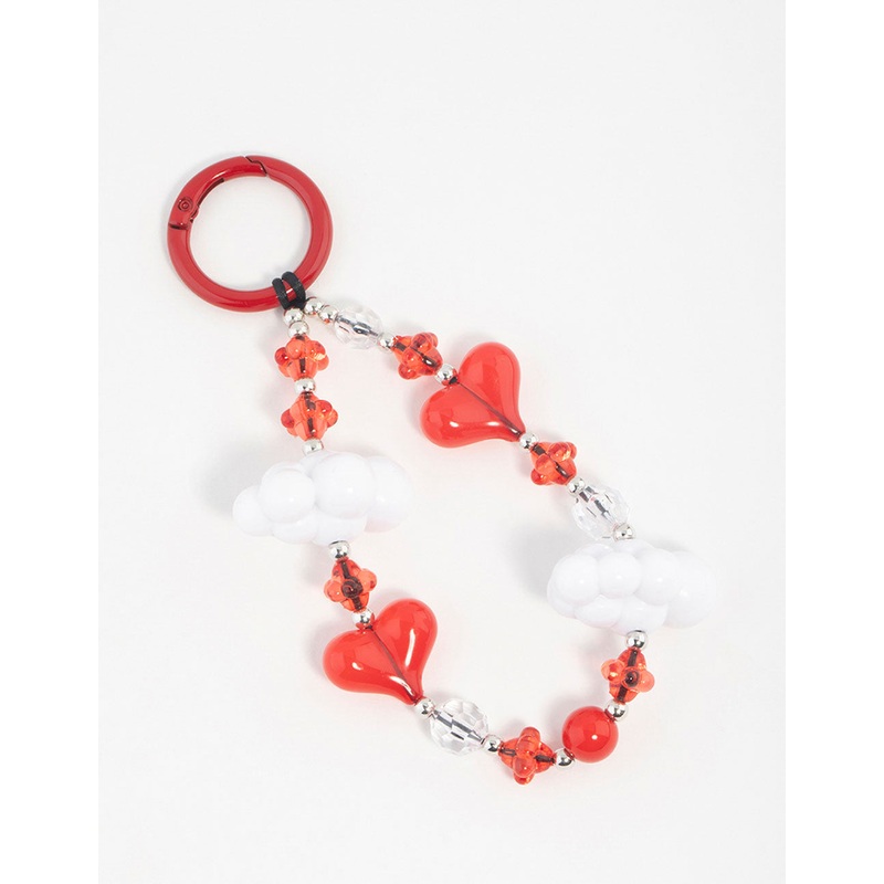 Red & White Cloud Heart Keychain