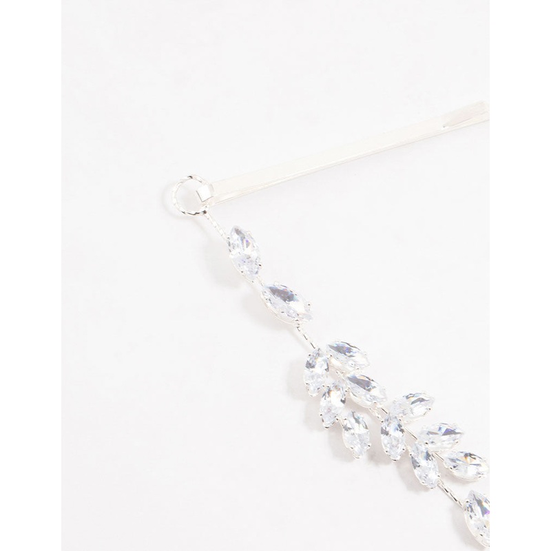 Silver Marquise Cut Cubic Zirconia Draped Comb Head Piece