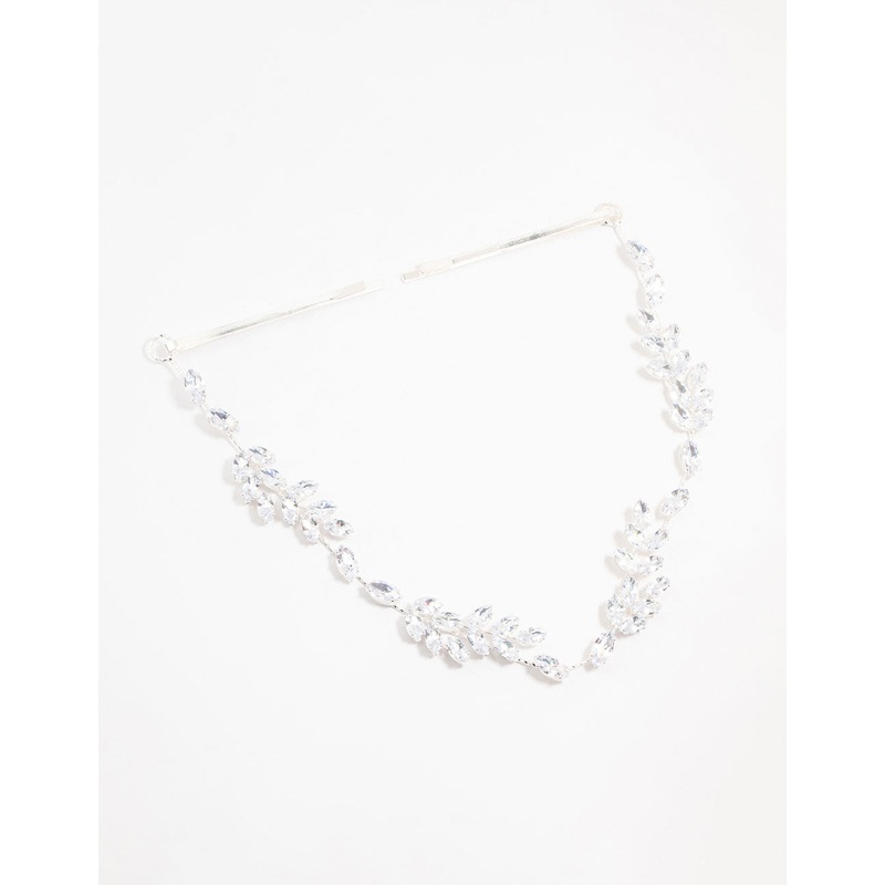 Silver Marquise Cut Cubic Zirconia Draped Comb Head Piece