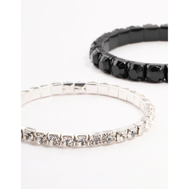 Black & Silver Plaited Bracelet 3- Pack