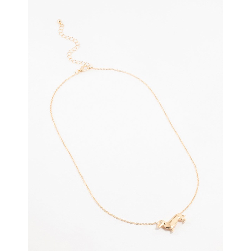 Gold Diamante Dachshund Necklace