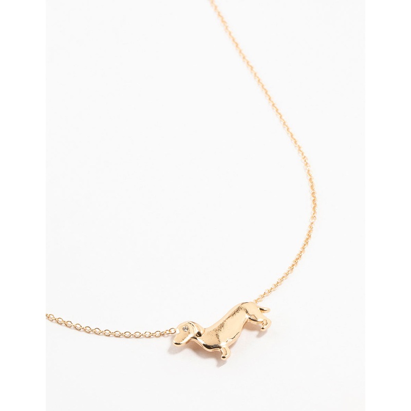 Gold Diamante Dachshund Necklace