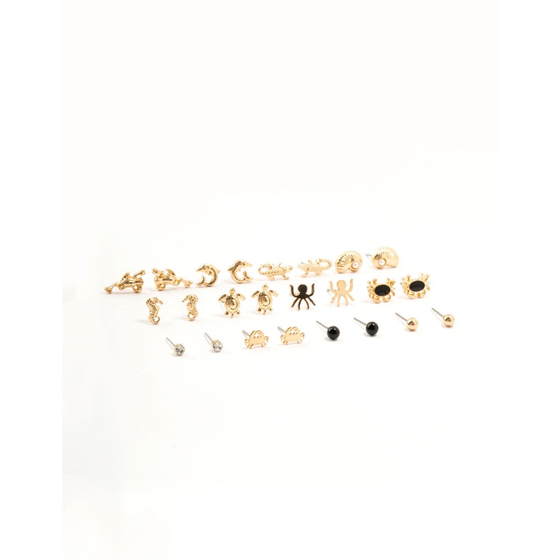 Gold Mixed Creatures Earrings 12-Pack