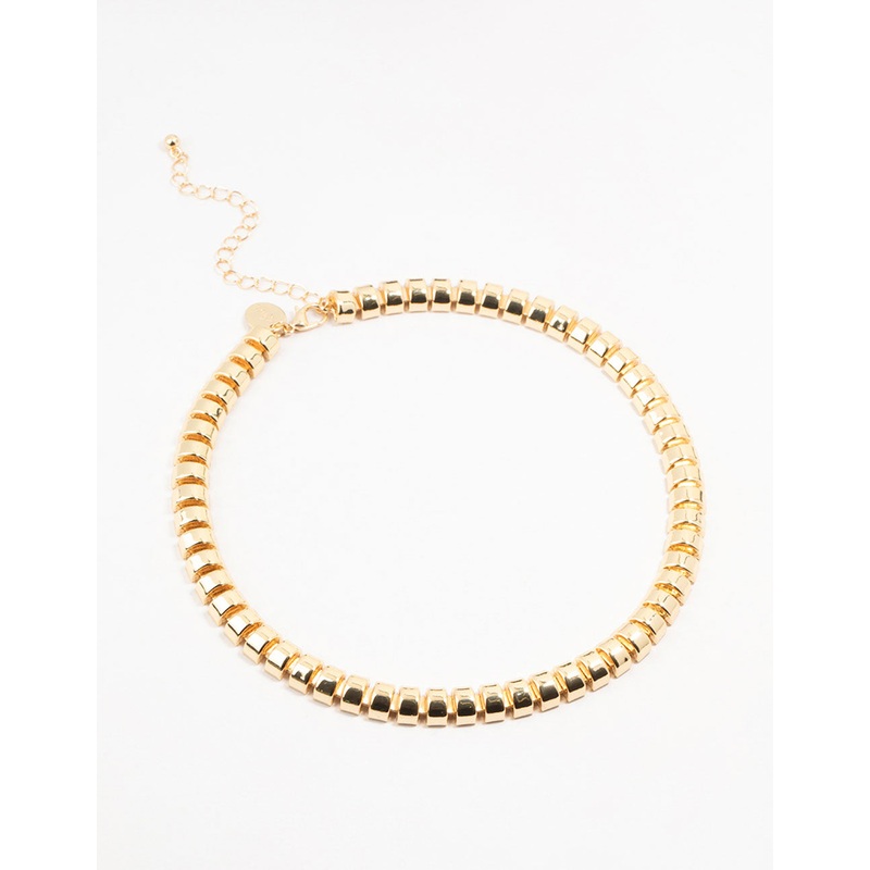 Gold Plated Rectangle Link Necklace