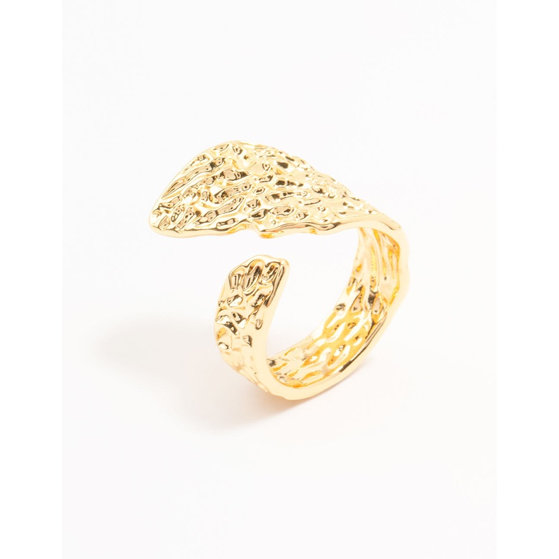 Gold Plated Textured Metal Wrap  Ring