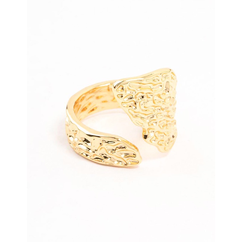 Gold Plated Textured Metal Wrap  Ring