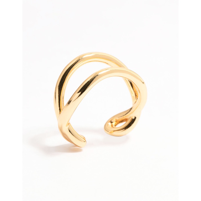 Gold Plated Wavy Double Row Ring
