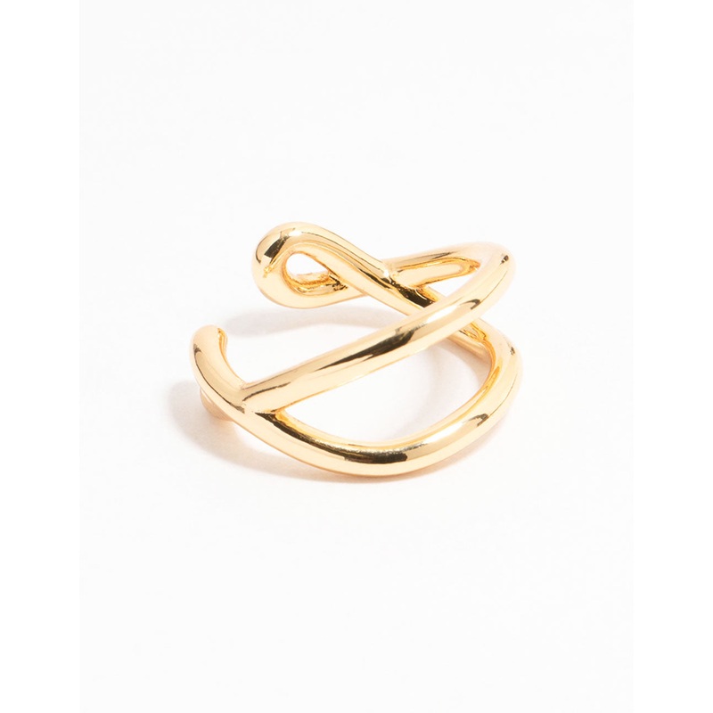 Gold Plated Wavy Double Row Ring