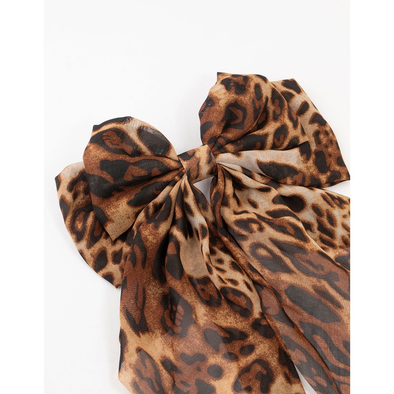 Leopard Print Fabric Drop Bow Clip