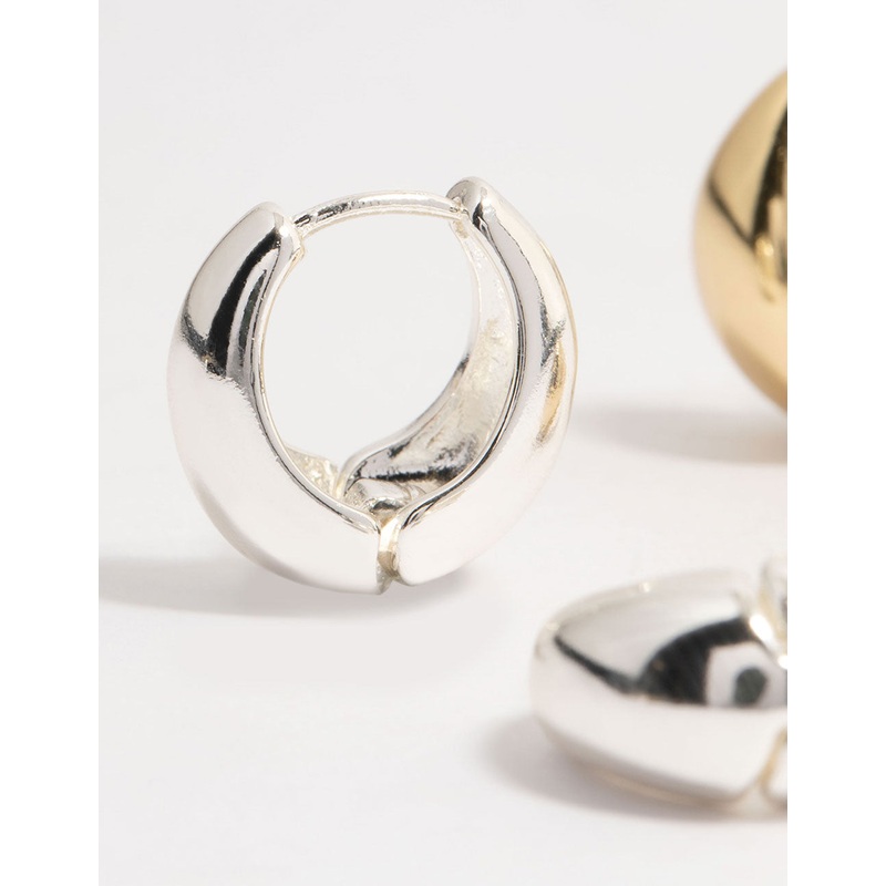 Mixed Metals Clean Hoop Earrings 2-Pack