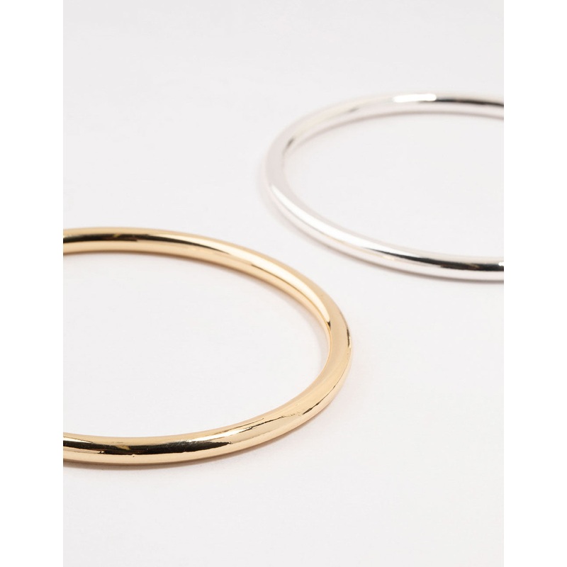 Mixed Metals Round Bangles 2-Pack
