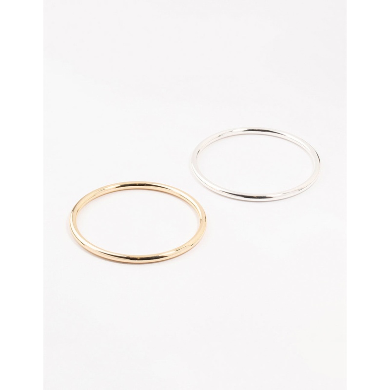 Mixed Metals Round Bangles 2-Pack