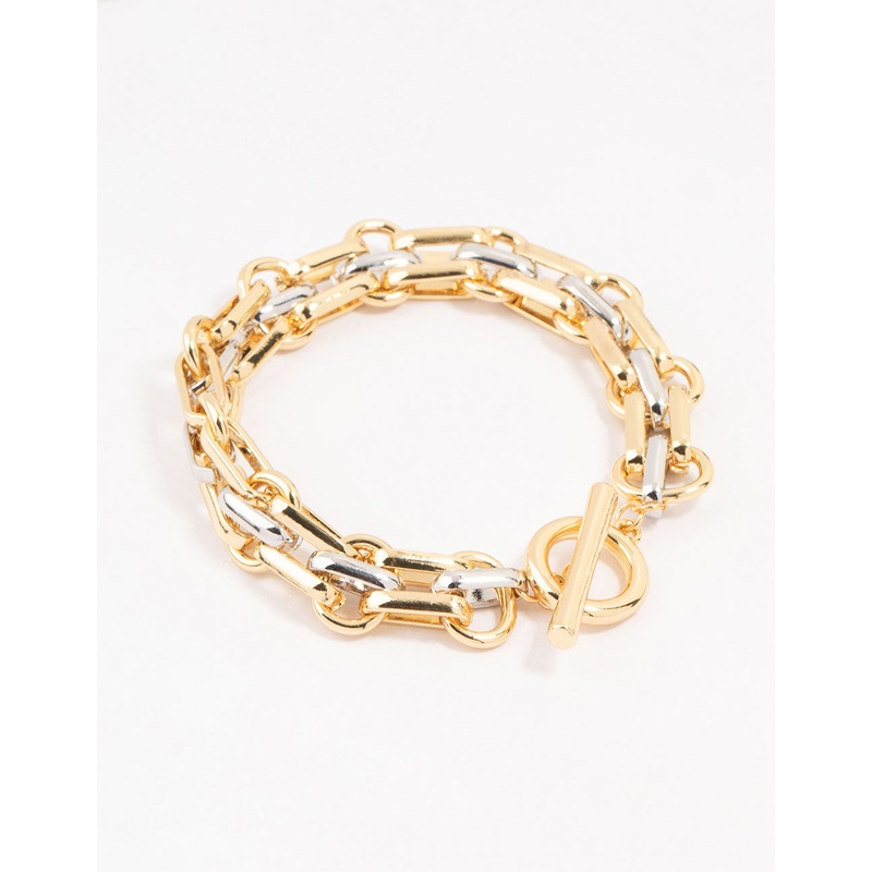 Mixed Metals Statement Toggle Chain Bracelet