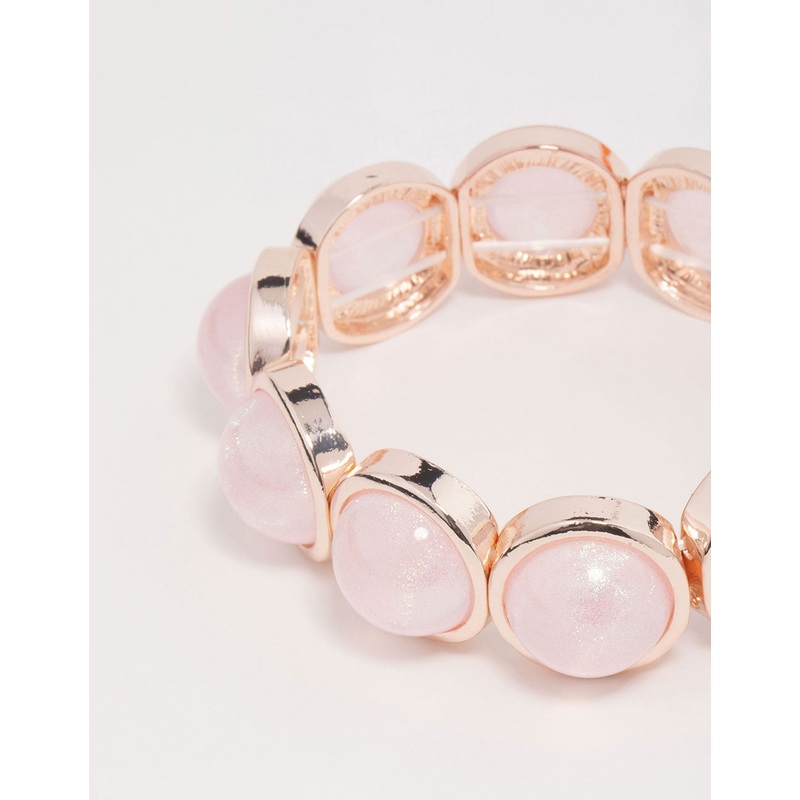 Rose Gold Pink Stone Stretch Bracelet